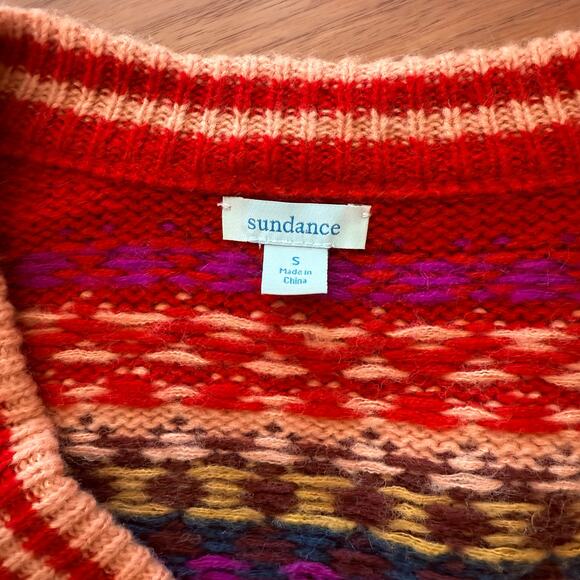 Sundance Sweater Size Small Senga Oversized V Neck Fair Isle - Picture 4 of 10